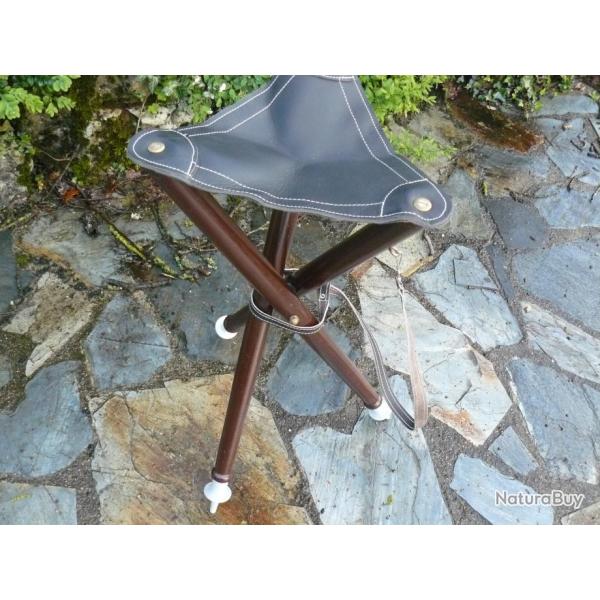 SIEGE  BOIS ET CUIR    HT  70CM