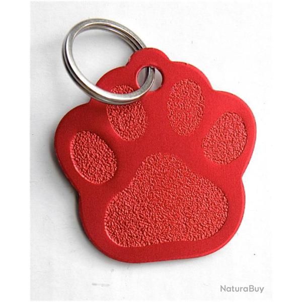 MEDAILLE Grav�e chien rouge "patte" grand mod�le gravure, personnalisation offerte