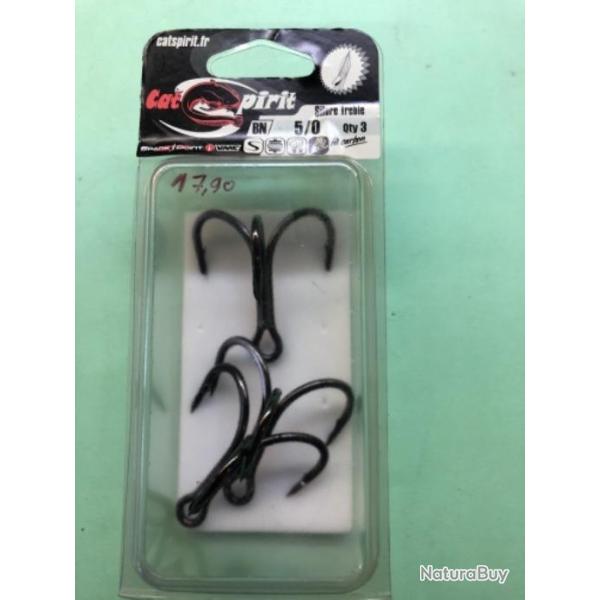 3 hame�on triple 5/0 r�f 7560bn ou 7560 p�che silure cat spirit VMC