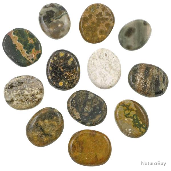 Galet plat jaspe oc�an - A l'unit�