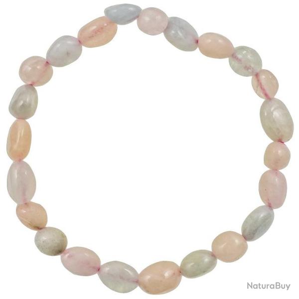 Bracelet en morganite (b�ryl) - Perles pierres roul�es mini