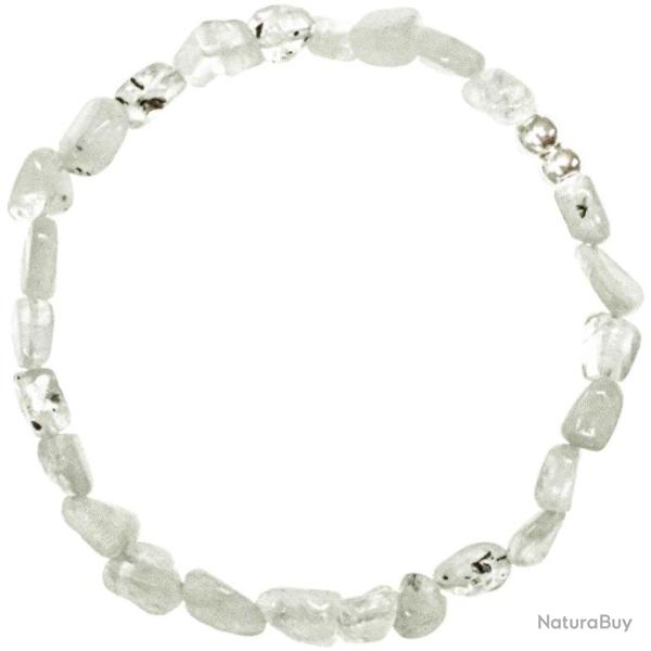 Bracelet en pierre de lune blanche - Perles roul�es 5 � 8 mm