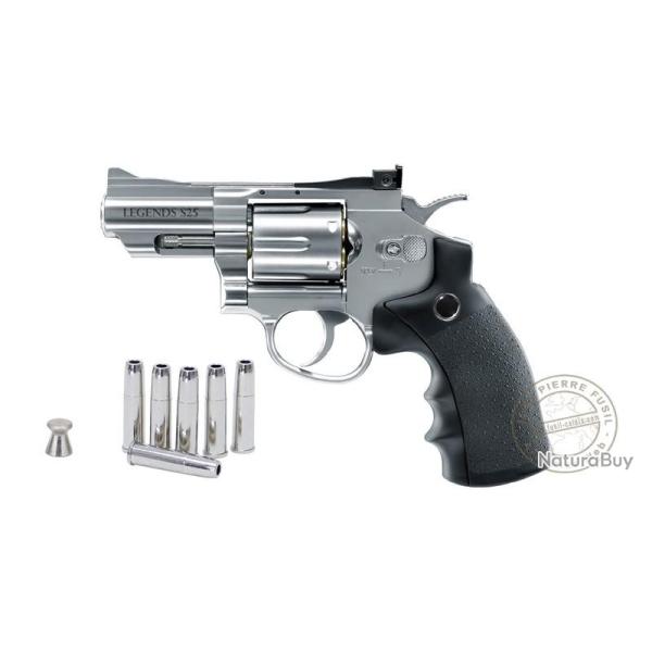 Revolver � plombs 4.5mm CO2 UMAREX Legends S25 ou S40 - Finition Argent (2,8 � 3,2 Joules) 2.5"