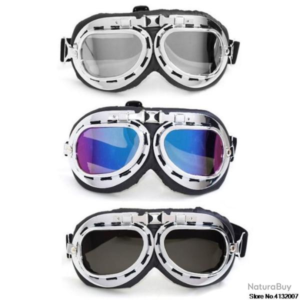 Lunettes Motard/Aviateur/Paintball/Quad Retro Teint� Argent