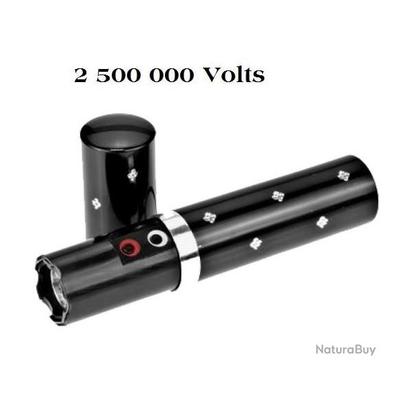 Shocker electrique  2.500 000 Volts forme rouge a l�vre Noir  avec Lampe Led