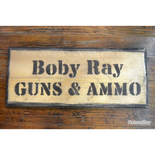 Repro panneau GUNS & AMMO - d�coration Western Farwest am�ricain. USA cowboy country