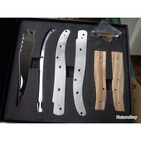 Couteau En Kit A Assembler Couteau Fa�on Laguiole Acier Inox Manche Bois Coffret MI159
