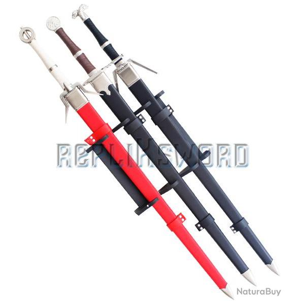 Pack 3 Epees The Witcher Sabre Geralt de Riv et Ciri + Support Repliksword