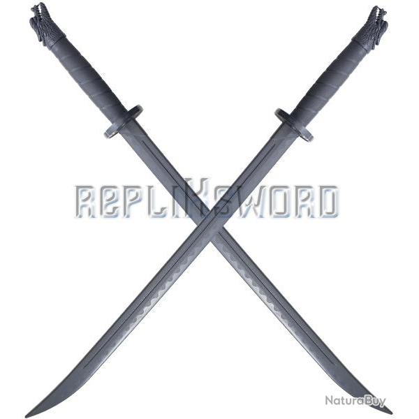 Pack 2 Epees Polypropylene Sabre Noire Dragon Repliksword