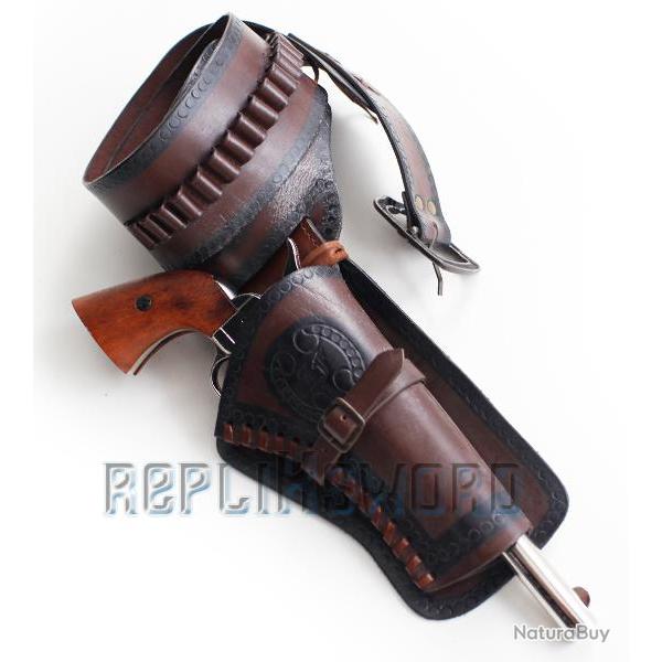 Ceinturon Cowboy Porte Pistolet Ceinture 1 Place CE1 Cuir Repliksword