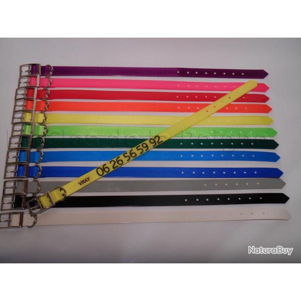 Lot de 15 colliers fluo GRAVE tpu us  biothane 25 mm pour chien garmin dc40 dc50 TT15 T5