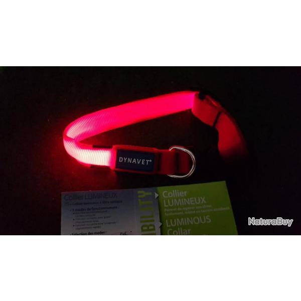 collier lumineux DYNAVET pour chien de chasse  de 25-55 cm
