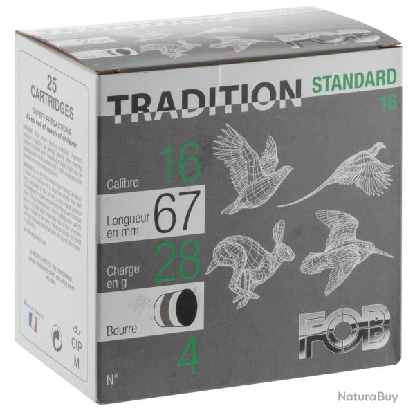 Cartouches Fob standard 28 chasse bourre grasse Cal. 16 67 Cartouches Fob standard 28 chasse bourre 