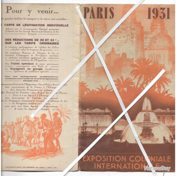 Exposition  coloniale internationale  1931. d�pliant guide peu courant