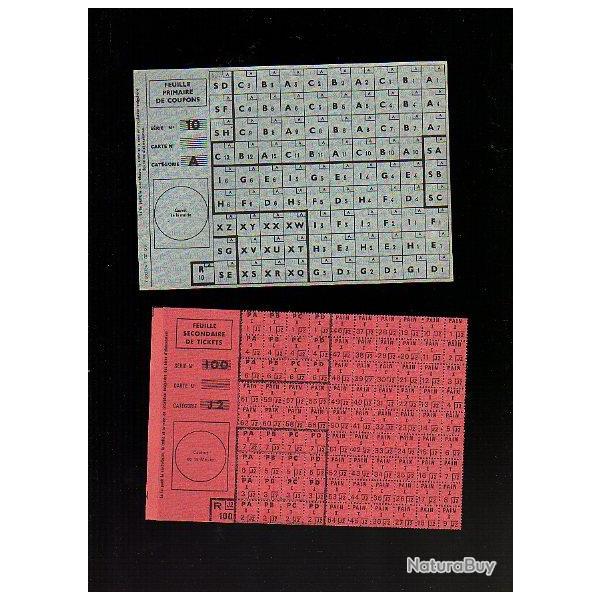 wwII, tickets de rationnement A et J2 , pain