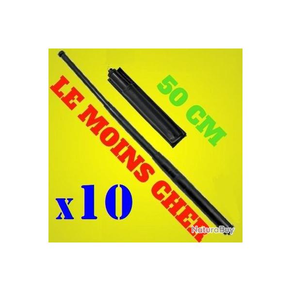 Lot 10 Matraque telescopique 51 cm noire avec etui inclus