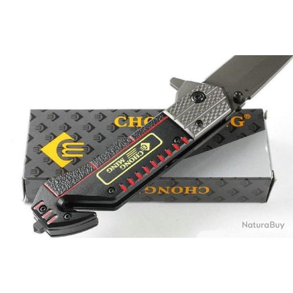 Couteau De Survie "Chongming" Manche Alu 12 Cm Lame Acier en Carbone 8,5 Cm