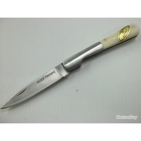 COUTEAU DE POCHE TYPE " VENDETTA" PETIT MODELE MANCHE OS VERITABLE