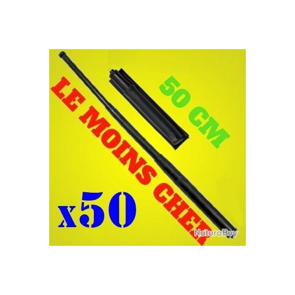 Lot 50 Matraque telescopique 50 cm noire avec etui inclus