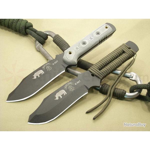 Couteau De Survie Tops Black Rhino Lame Carbone 1095 Manche Micarta Tops Knives Made In USA TP101