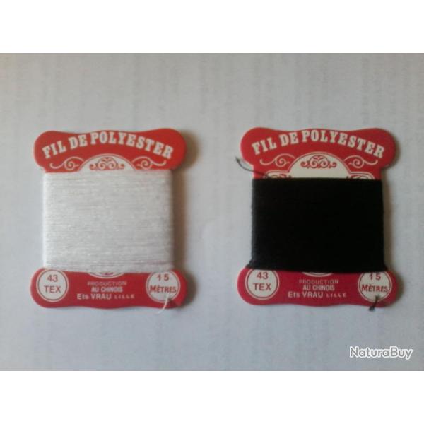 2 anciennes bobines de fil blanc et noir rglementaire