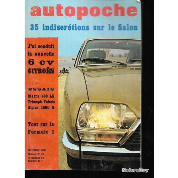 autopoche n�29 septembre 1970, gs citroen, renault 6, chrysler 160-180, simca cg , 504 peugeot