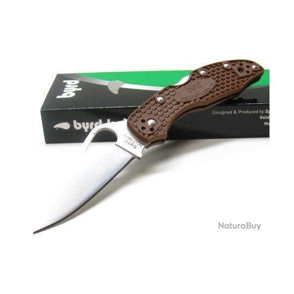 Couteau Spyderco Byrd Meadowlark Brown Lame Acier 8Cr13MoV Manche FRN Lockback Clip BY04PBN2
