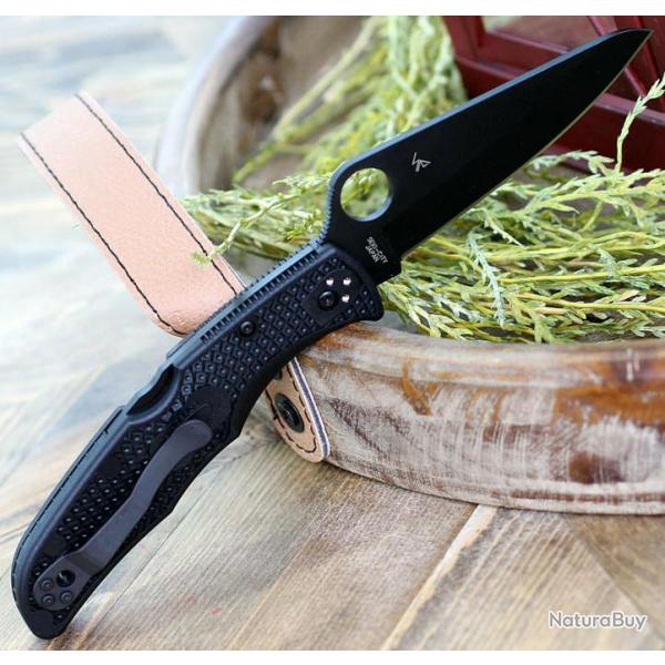 Couteau Spyderco Pacific Salt 2 Black Lame Acier H1 Manche FRN Lockback Clip Japan SC91PBBK2