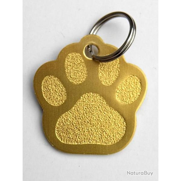 MEDAILLE Grav�e chien dor�e "patte" grand mod�le gravure, personnalisation offerte