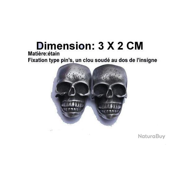 Lot de deux t�te de mort  ( fixation pin's )