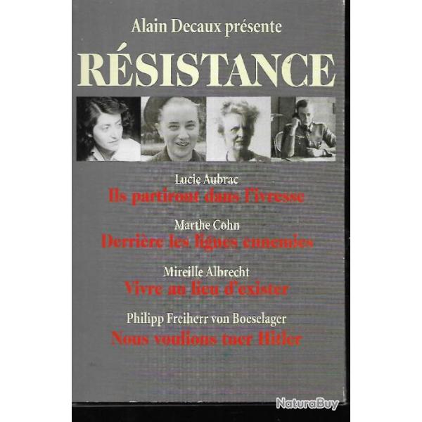 RESISTANCE - coffret 2 livres et cd ALAIN DECAUX PRESENTE -  lucie aubrac, mireille albrecht, marthe