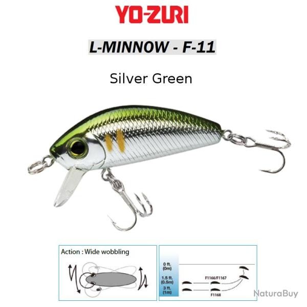 L-MINNOW F-11 YO-ZURI 44 mm / 5 g Silver Green