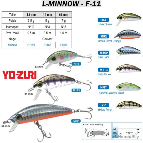L-MINNOW F-11 YO-ZURI 33 mm / 5.5 g Baby Brook