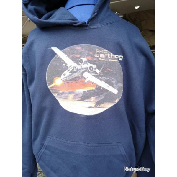 Sweat shirt � capuche bleu marine A-10 Warthog