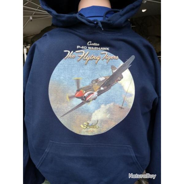Sweat shirt � capuche bleu marine P-40 Flying Tiger