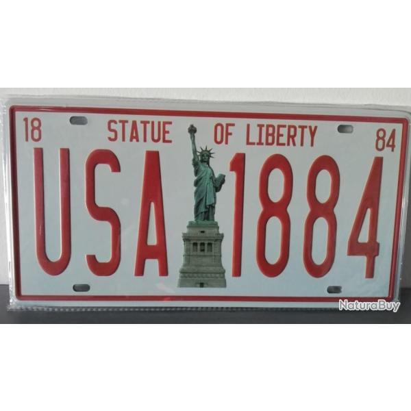 Rare plaque t�le NEW YORK STATUE OF LIBERTY USA 1884 style EMAIL 15X31cm vintage