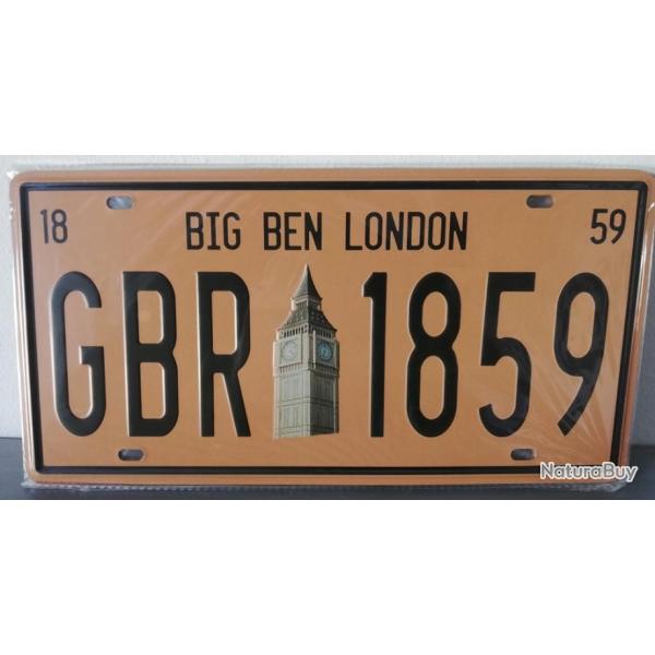 Rare plaque t�le LONDON LONDRES style EMAIL 15X31cm vintage BIG BEN GBR 1859