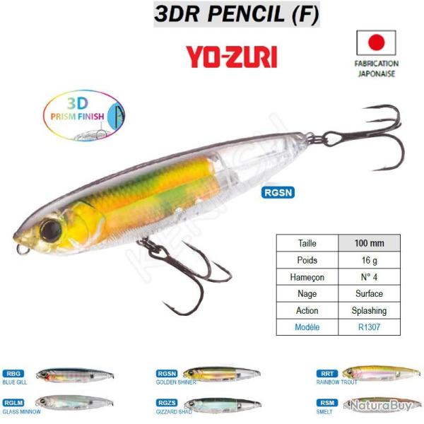LEURRE 3DR PENCIL (F) YO-ZURI Golden Shiner