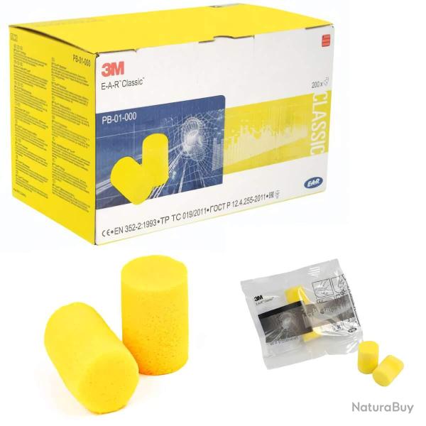 Bouchons 3M E-A-R Classic - 200 Paires en sachet
