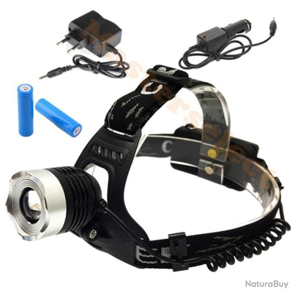 LAMPE FRONTALE SMD CREE LED PUISSANT SUR BATTERIE AVEC CHARGEUR VOITURE 12V