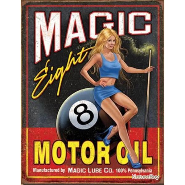 Rare plaque t�le HARLEY MAGIC EIGHT 8 MOTOR OIL style EMAIL 20X30 VINTAGE USA USA ROUTE USA MOTOR 66