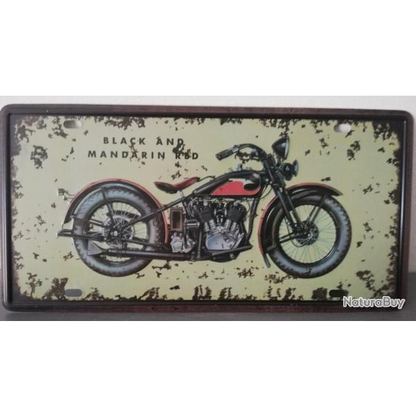 Rare plaque t�le HARLEY DAVIDSON BLACK MANDARIN RED style EMAIL 15X30 VINTAGE ROUTE 66