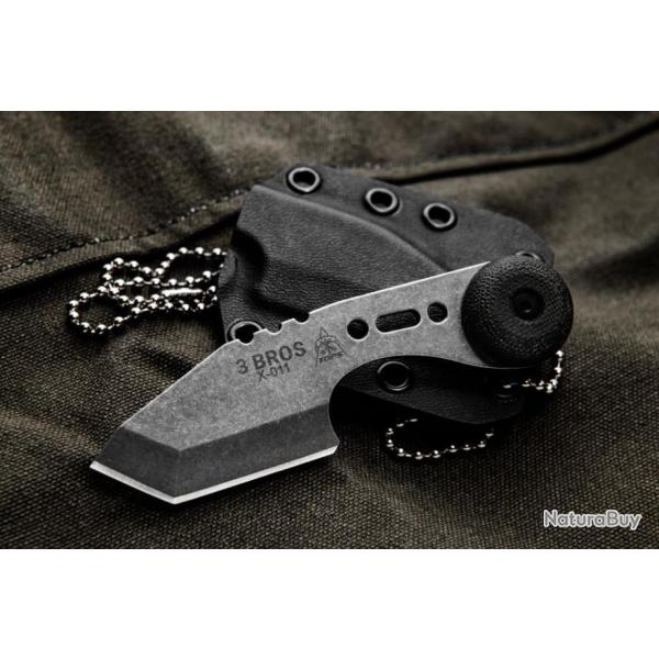 Couteau de Cou Tops 3 Bros Tanto Lame Acier Carbone 1095 Etui Kydex Made In USA TP3BR02