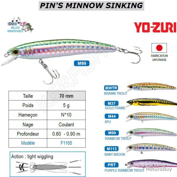LEURRE PIN'S MINNOW SINKING YO-ZURI Rainbow Trout