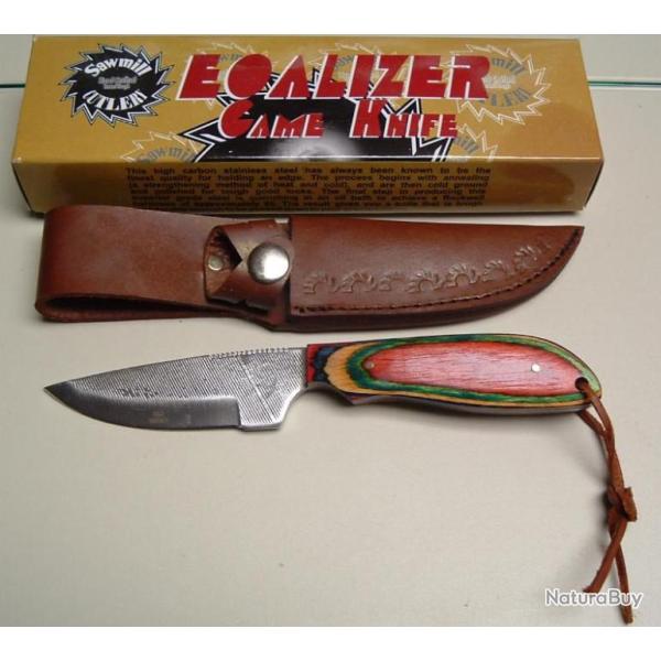 Bushcraft Couteau Sawmill Equalizer Game Lame A partir d'une Scie � Bois Manche Bois Etui Cuir SM5