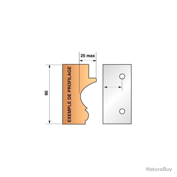 Jeu de 2 fers bruts N�299 pour porte-outils Ht.90 mm Leman