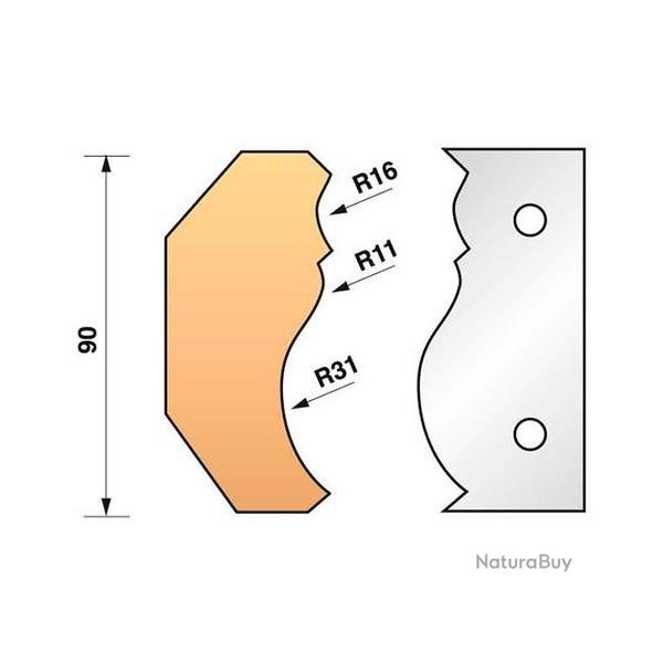 Jeu de 2 fers profil�s N�351 pour porte-outils Ht.90 mm Leman