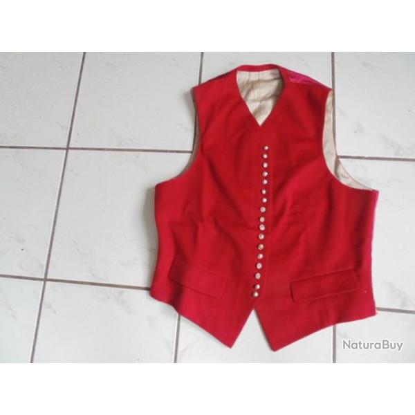 gilet tradition rouge cavalerie cuirassier dragon c�r�monie sortie 16 boutons grenade argent TB