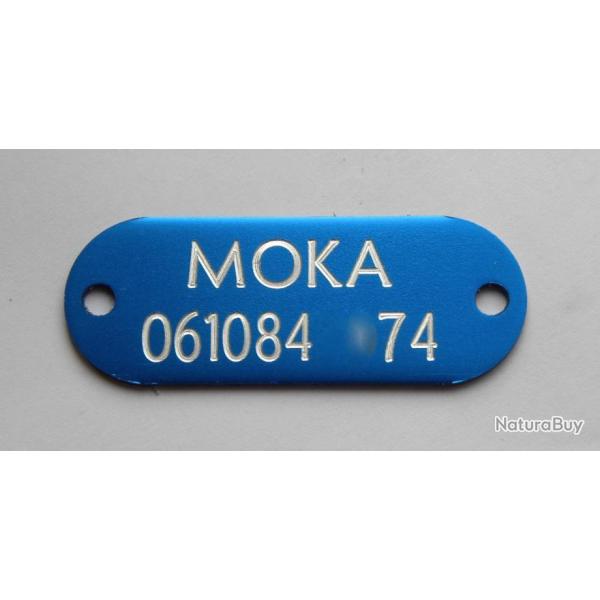 PLAQUE M�daille bleu � riveter collier Chien harnais gravure offerte