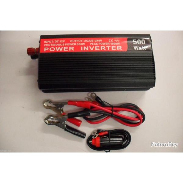 Convertisseur Transformateur 12V En 220V 500W/1000W / USB / Pur Sinus Outdoor